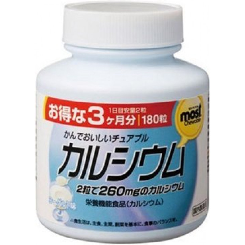 Кальций + Витамин Д со вкусом йогурта Orihiro, 180 табл. на 90 дней